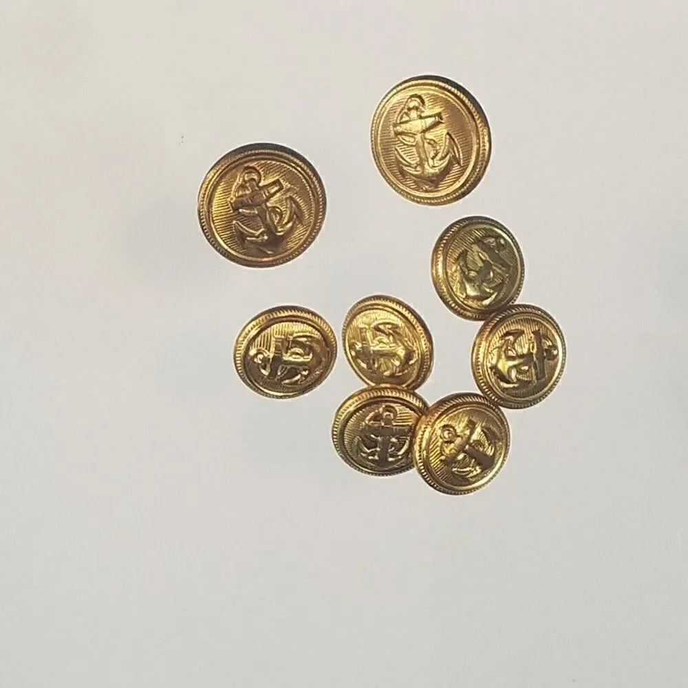 Vintage Anchor Buttons Gold Tone Lot Of 8